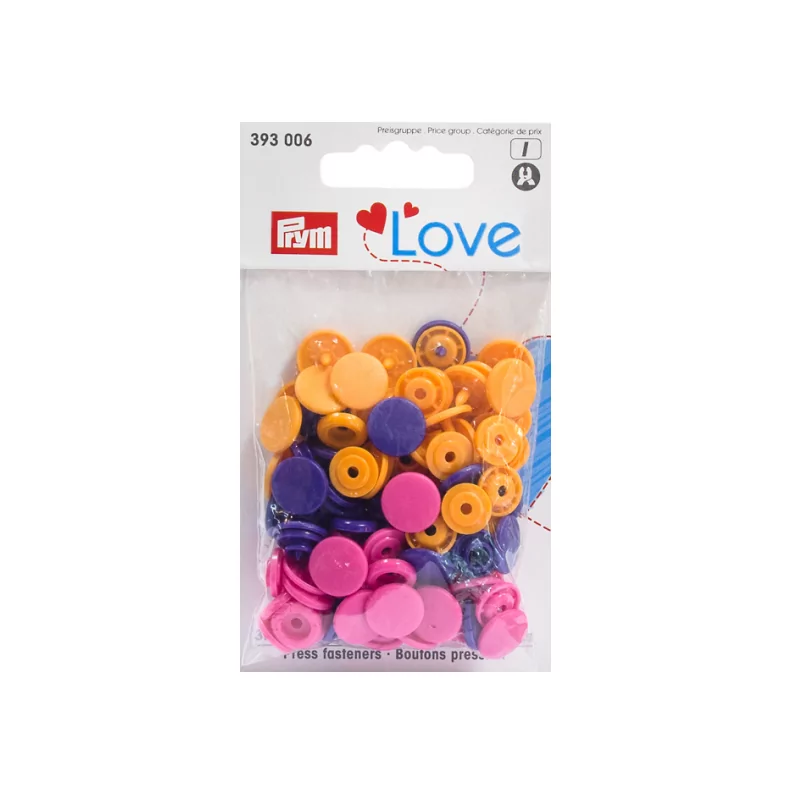 PRESSION PLASTIQUE SNAP Lot Violet Orange Rose-393006