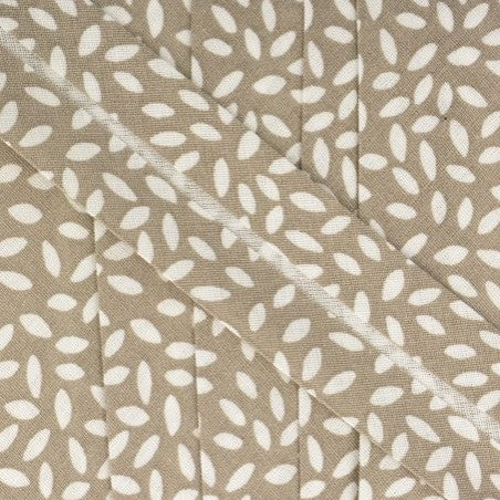 BIAIS IMPRIME Bi couleur grain de riz Beige-27 cm