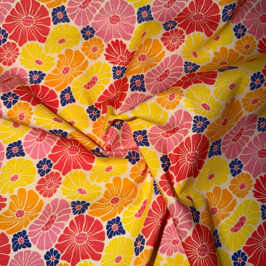 COTON MOTIF grands fleurs