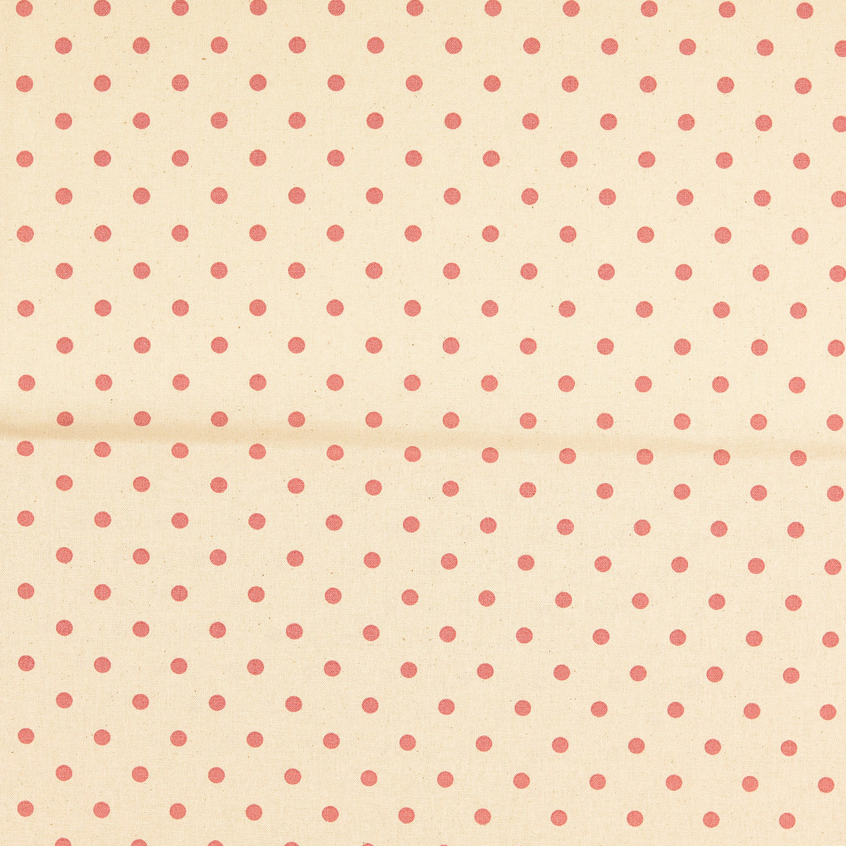 COTON IMPRIME Pois Rose fond Ecru