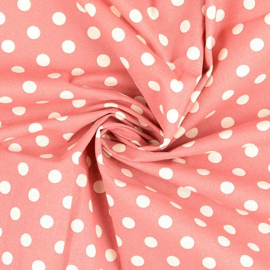 COTON IMPRIME Pois fond Rose