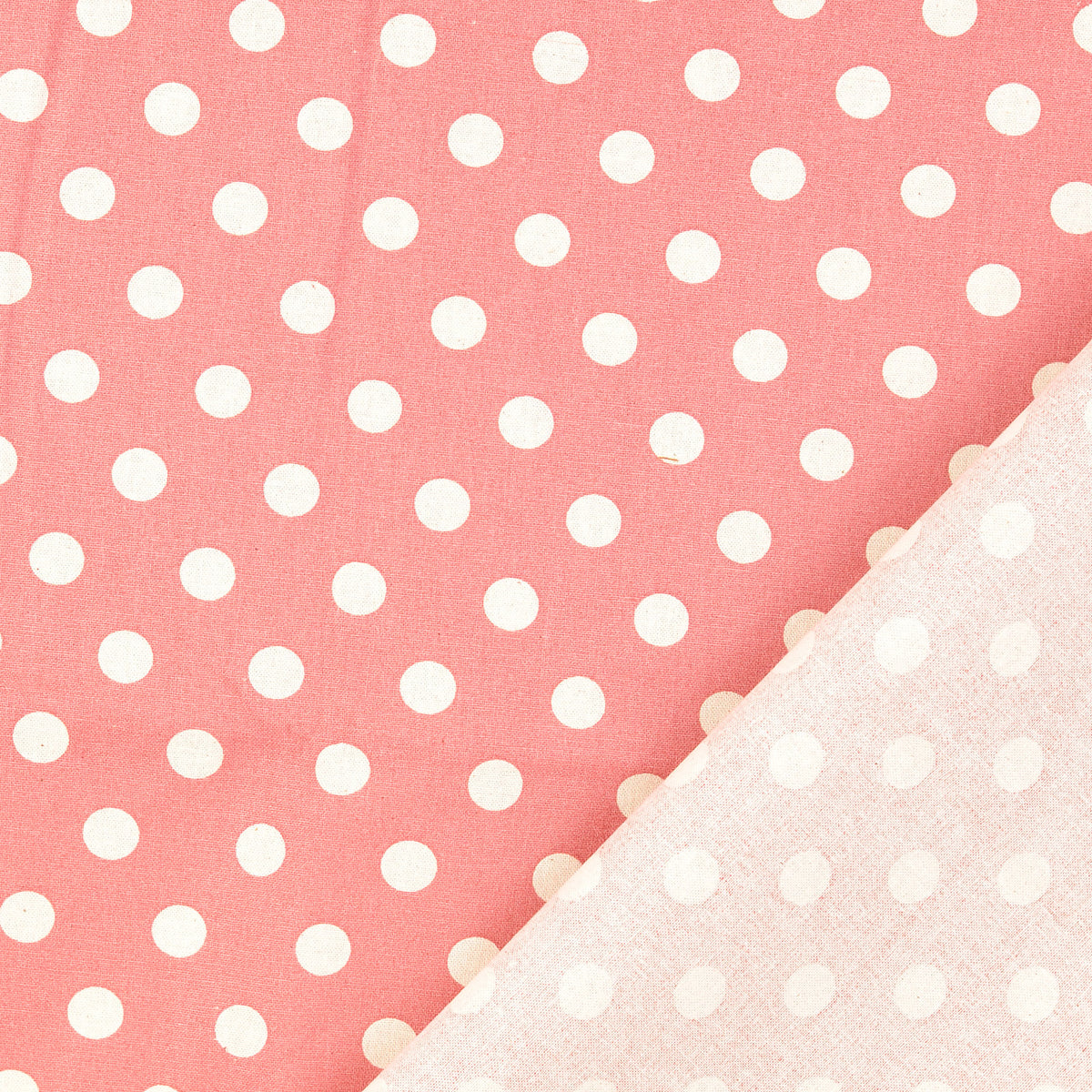 COTON IMPRIME Pois fond Rose