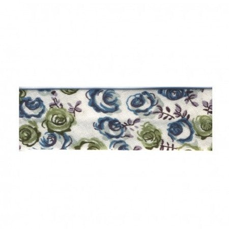 BIAIS IMPRIME Fleurs Bleu-25 cm