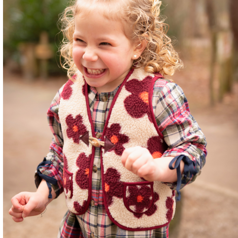 BOUCLETTE A MOTIF Fleurs Aubergine