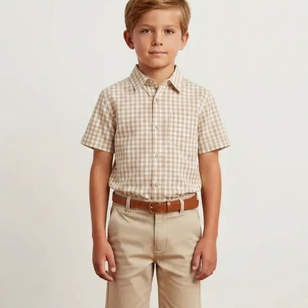 COTON IMPRIME Vichy Beige