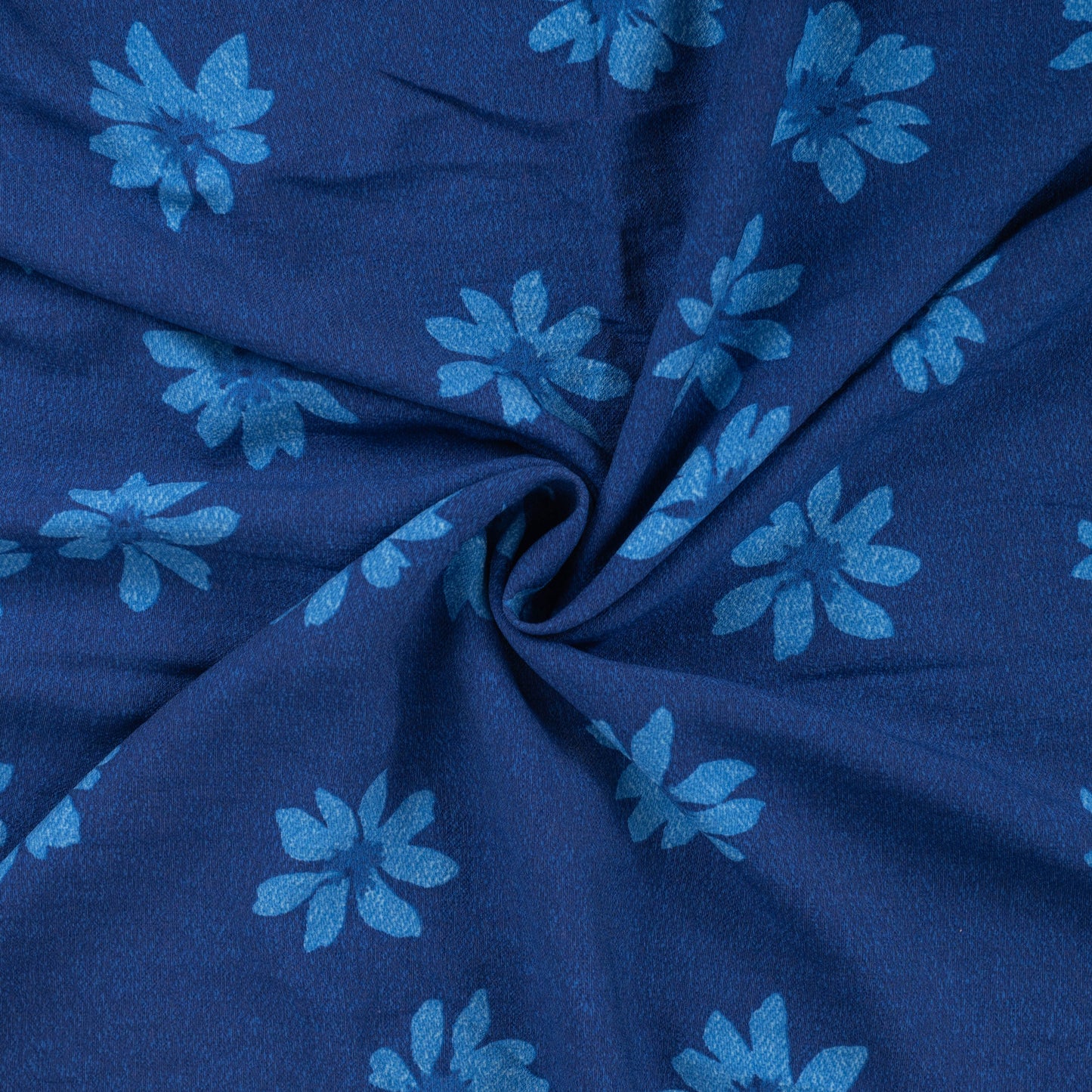 VISCOSE POLYAMIDE IMPRIMEE Marguerites Bleu