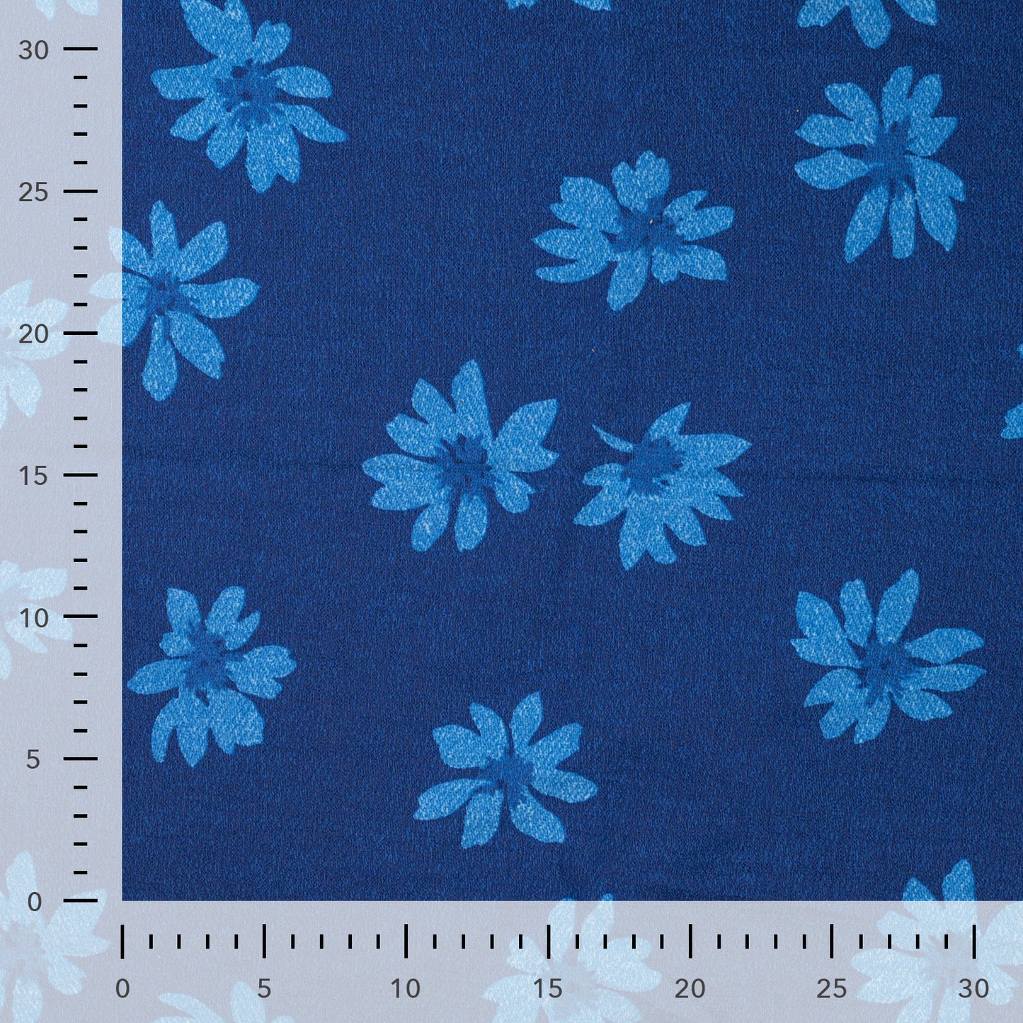 VISCOSE POLYAMIDE IMPRIMEE Marguerites Bleu