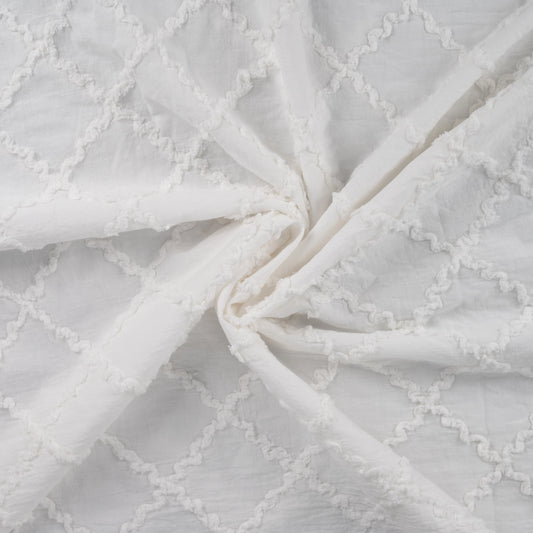 COTON BRODE LOSANGE avec effets Blanc