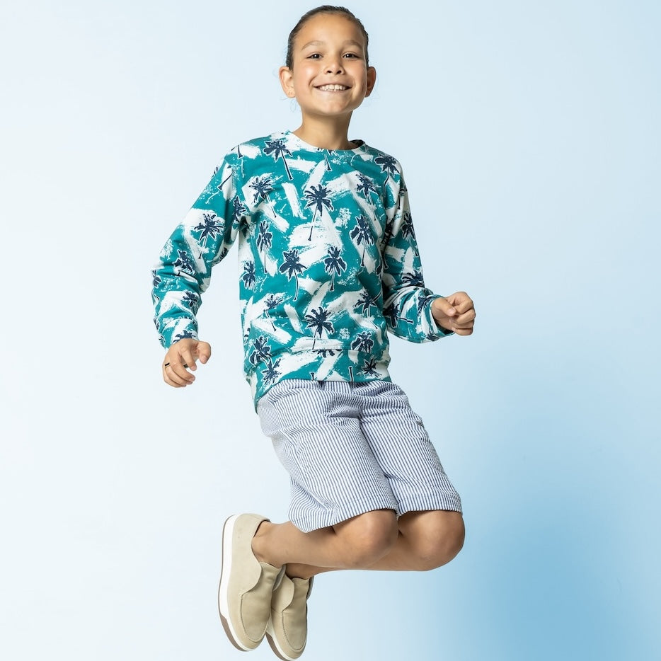 SWEAT FRENCH TERRY MOTIF QJUTIE palmier Bleu