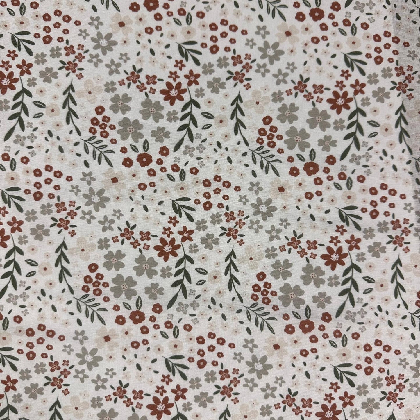 COTON IMPRIME Fleuris Naturel