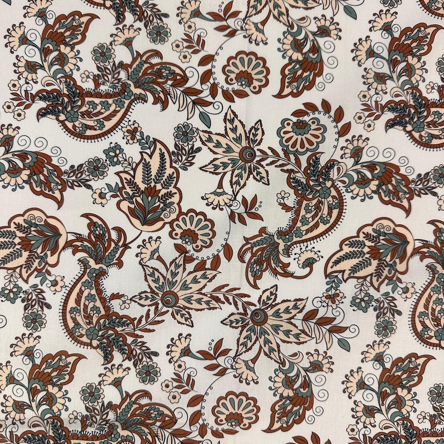 COTON IMPRIME Fleurs Perse Marron