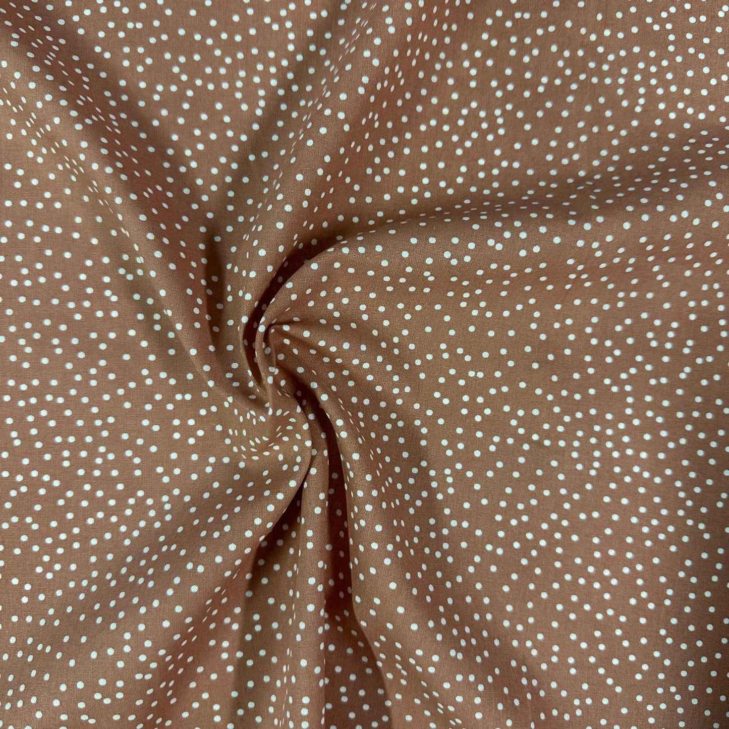 COTON IMPRIME Pois Blanc fond Terracota