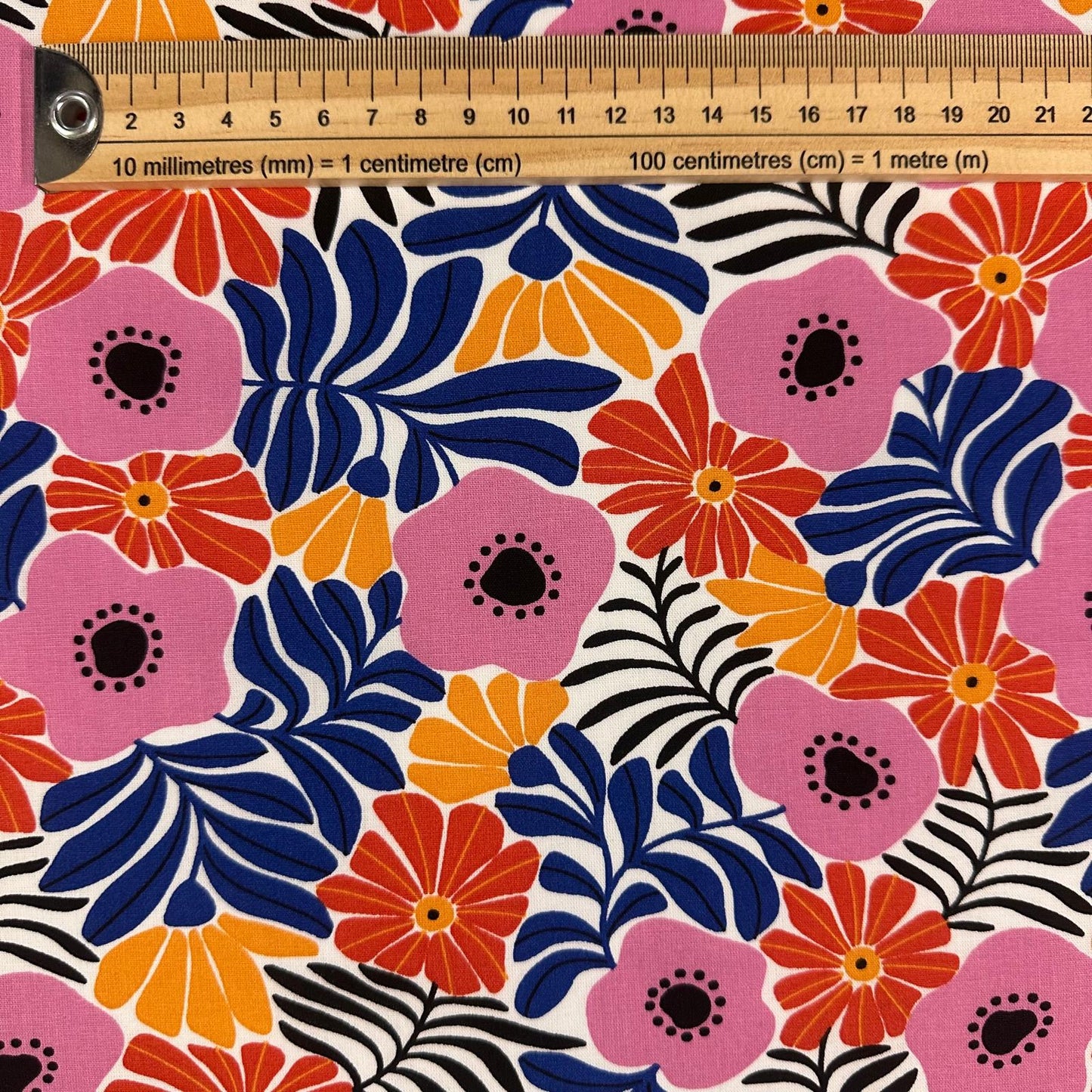 COTON IMPRIME Grandes Fleurs Multicouleurs