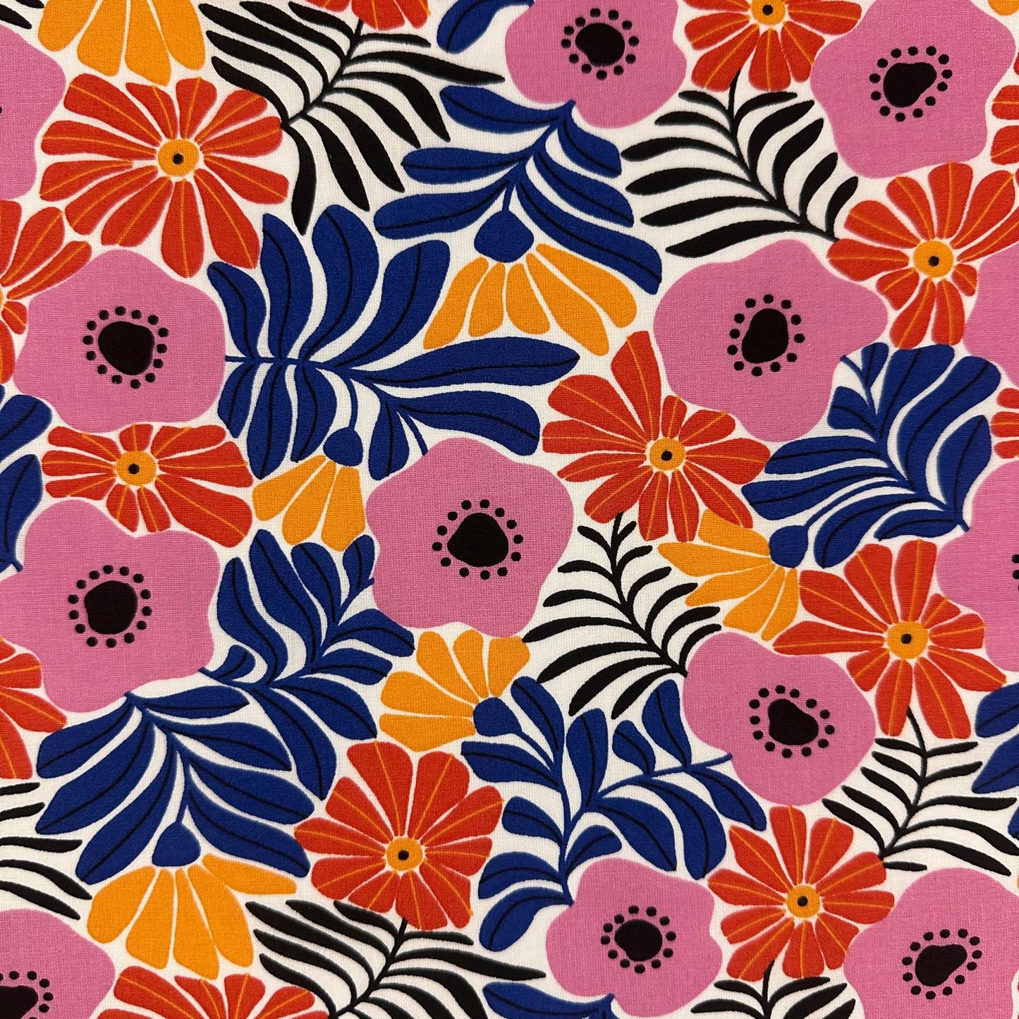 COTON IMPRIME Grandes Fleurs Multicouleurs