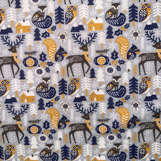 COTON IMPRIME Faon fond Gris