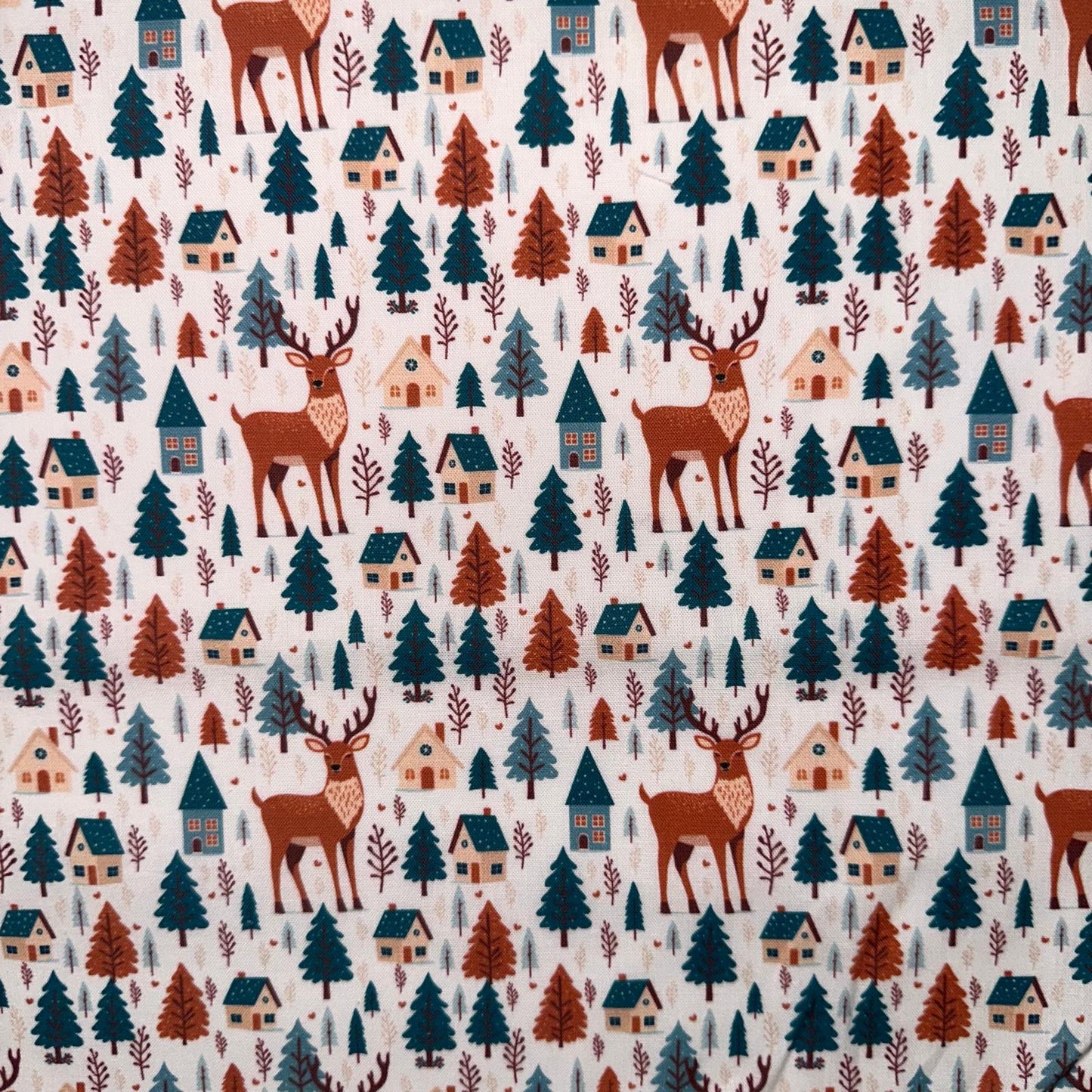 COTON IMPRIME Foret Village esprit Noel