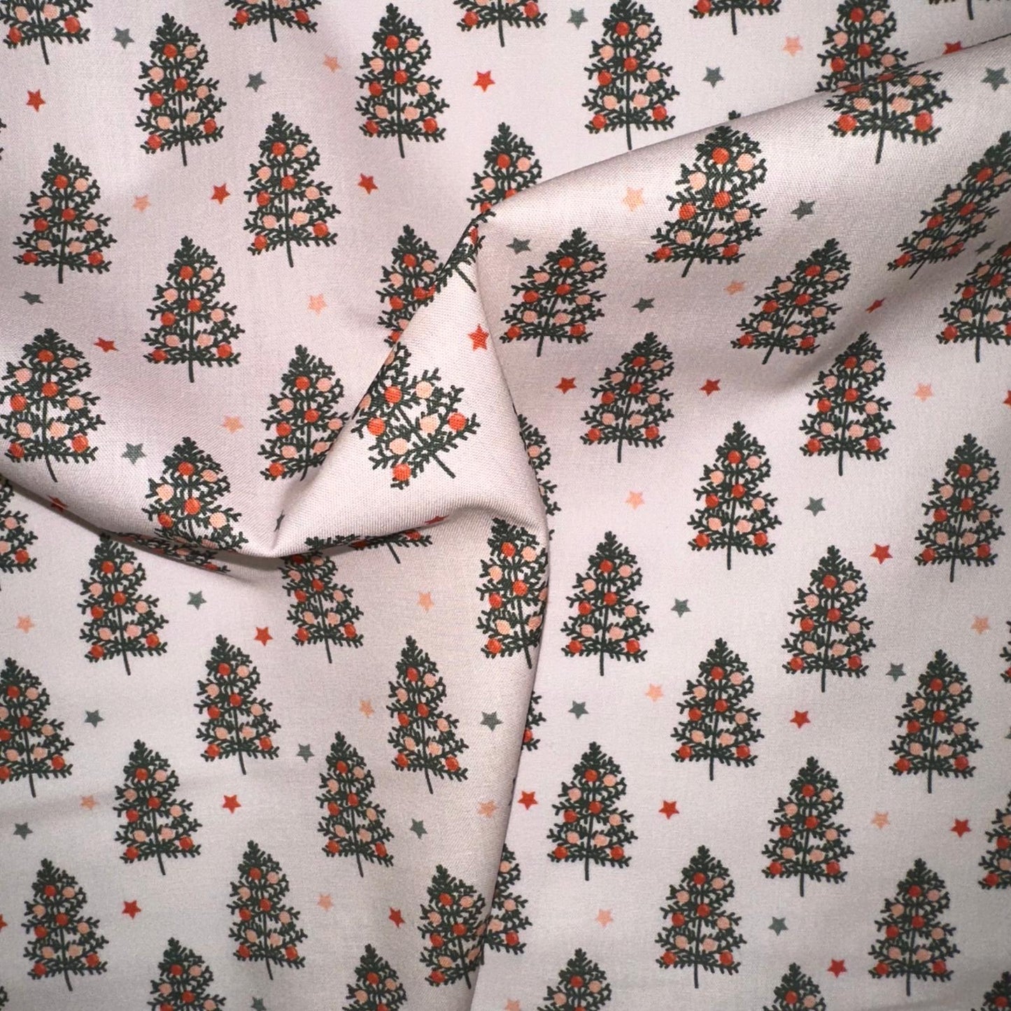 COTON IMPRIME Sapin fond Rosé