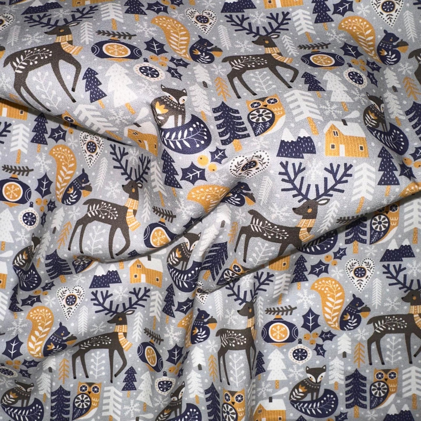 COTON IMPRIME Faon fond Gris