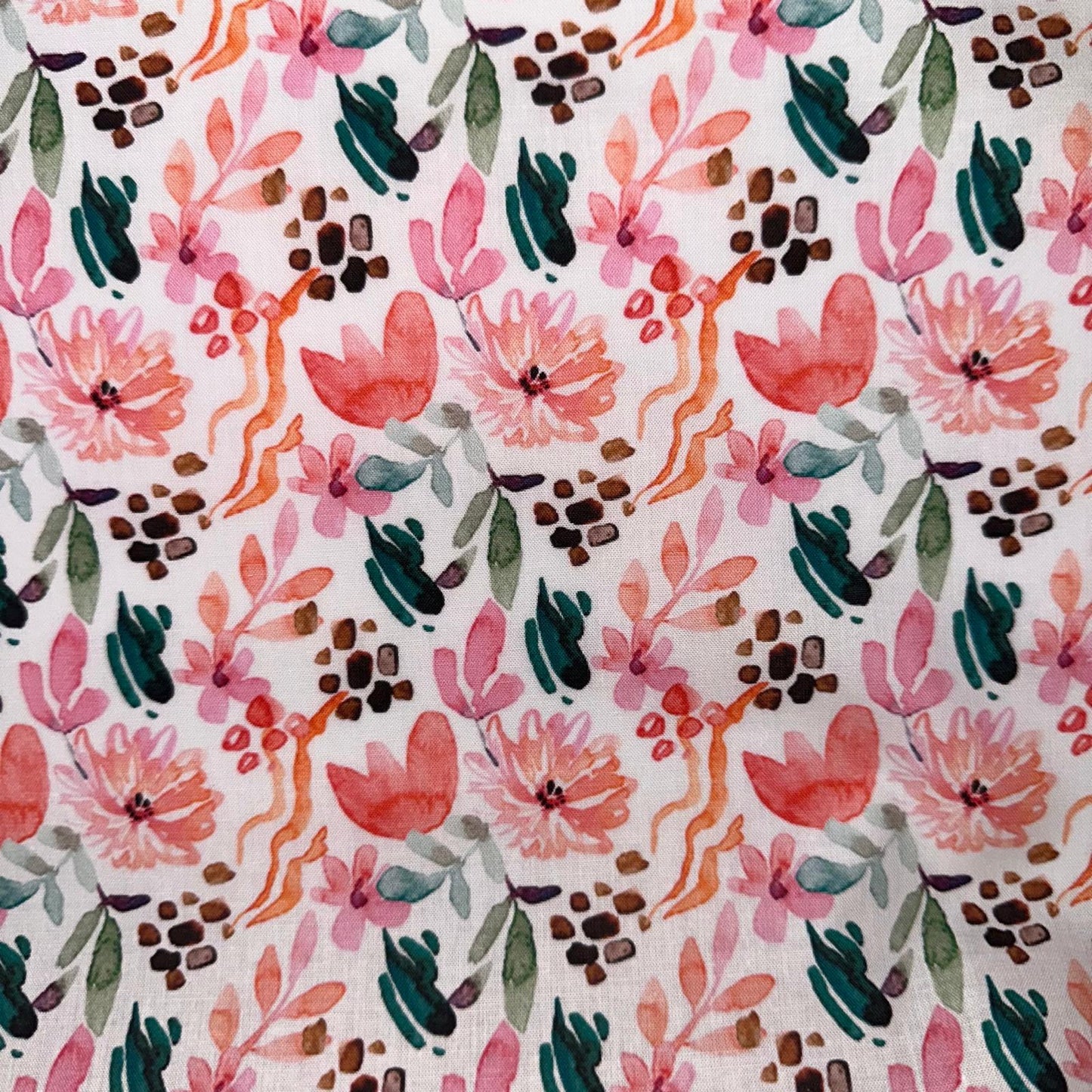 COTON IMPRIME Fleurs Aquarelle