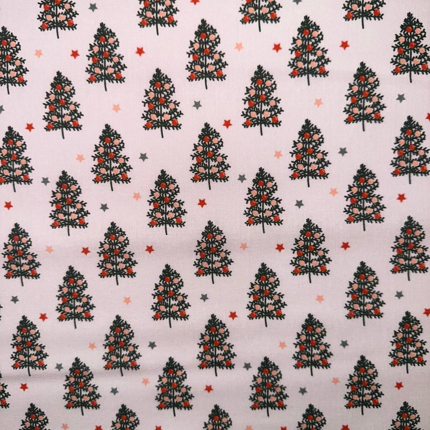 COTON IMPRIME Sapin fond Rosé