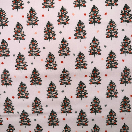 COTON IMPRIME Sapin fond Rosé