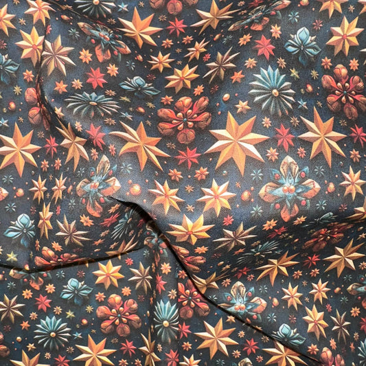 COTON IMPRIME fond Noir Noel