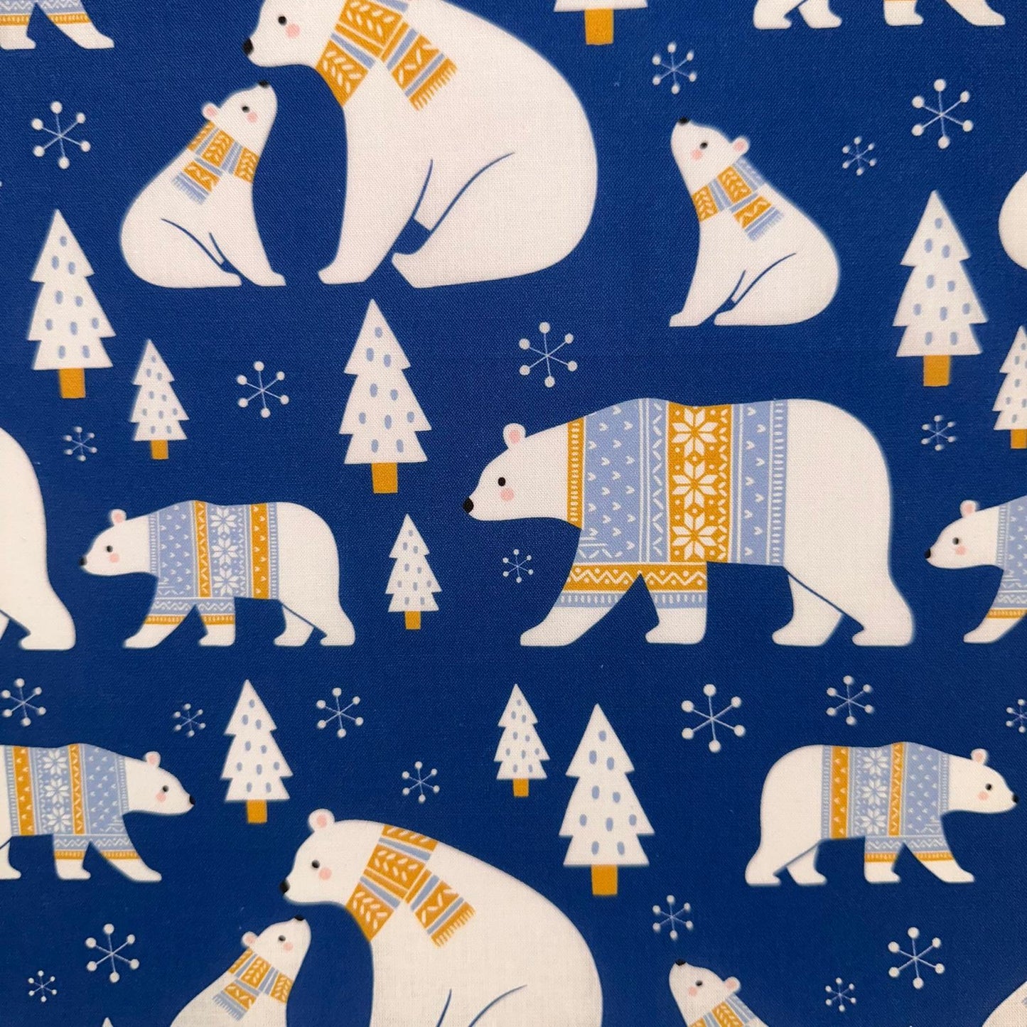 COTON IMPRIME Ours Polaire Bleu