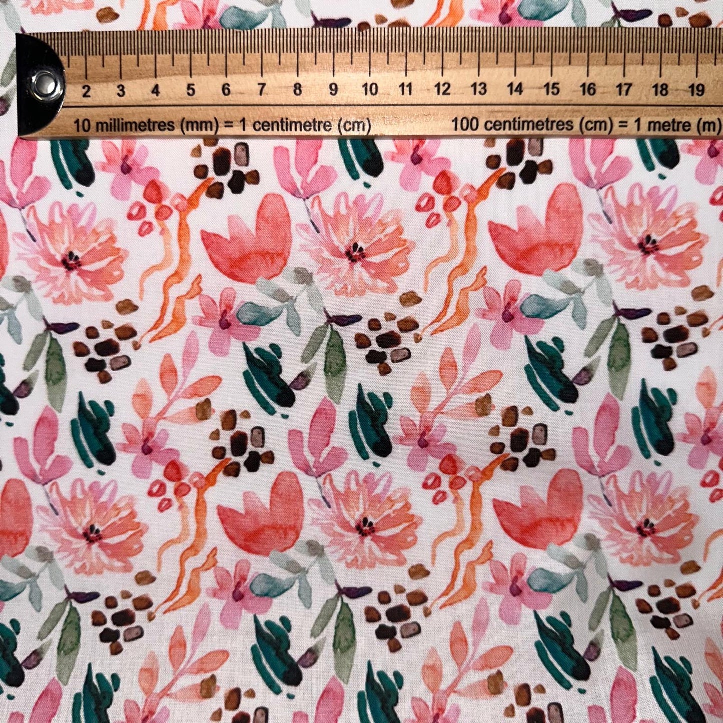 COTON IMPRIME Fleurs Aquarelle