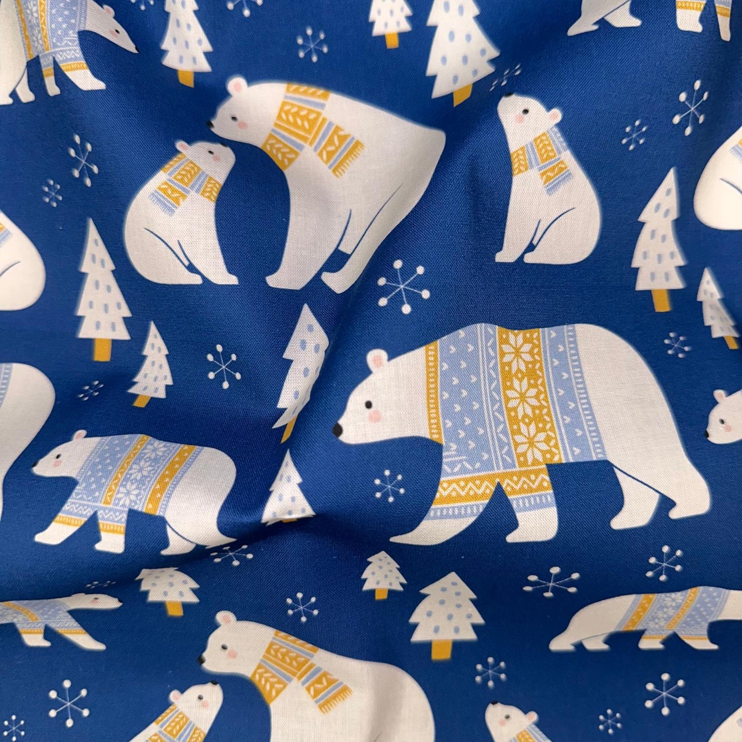 COTON IMPRIME Ours Polaire Bleu