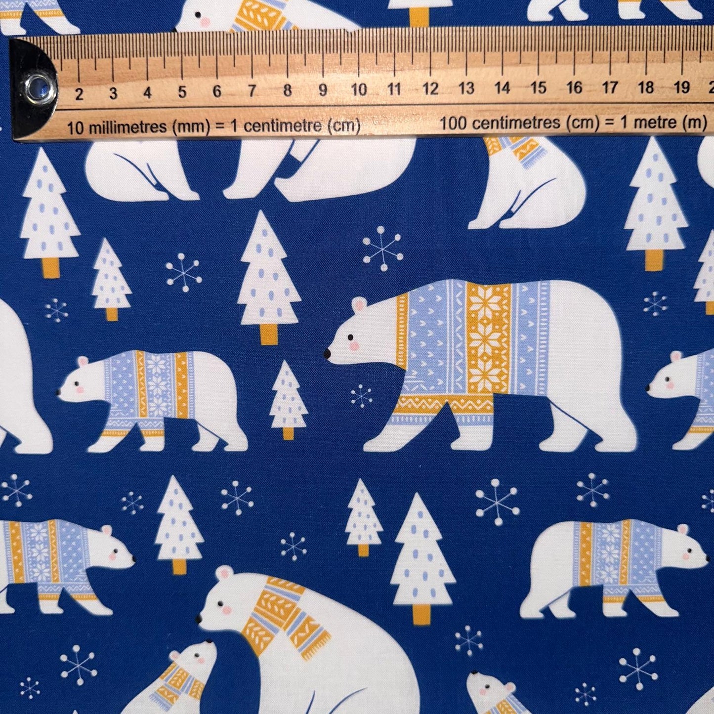 COTON IMPRIME Ours Polaire Bleu