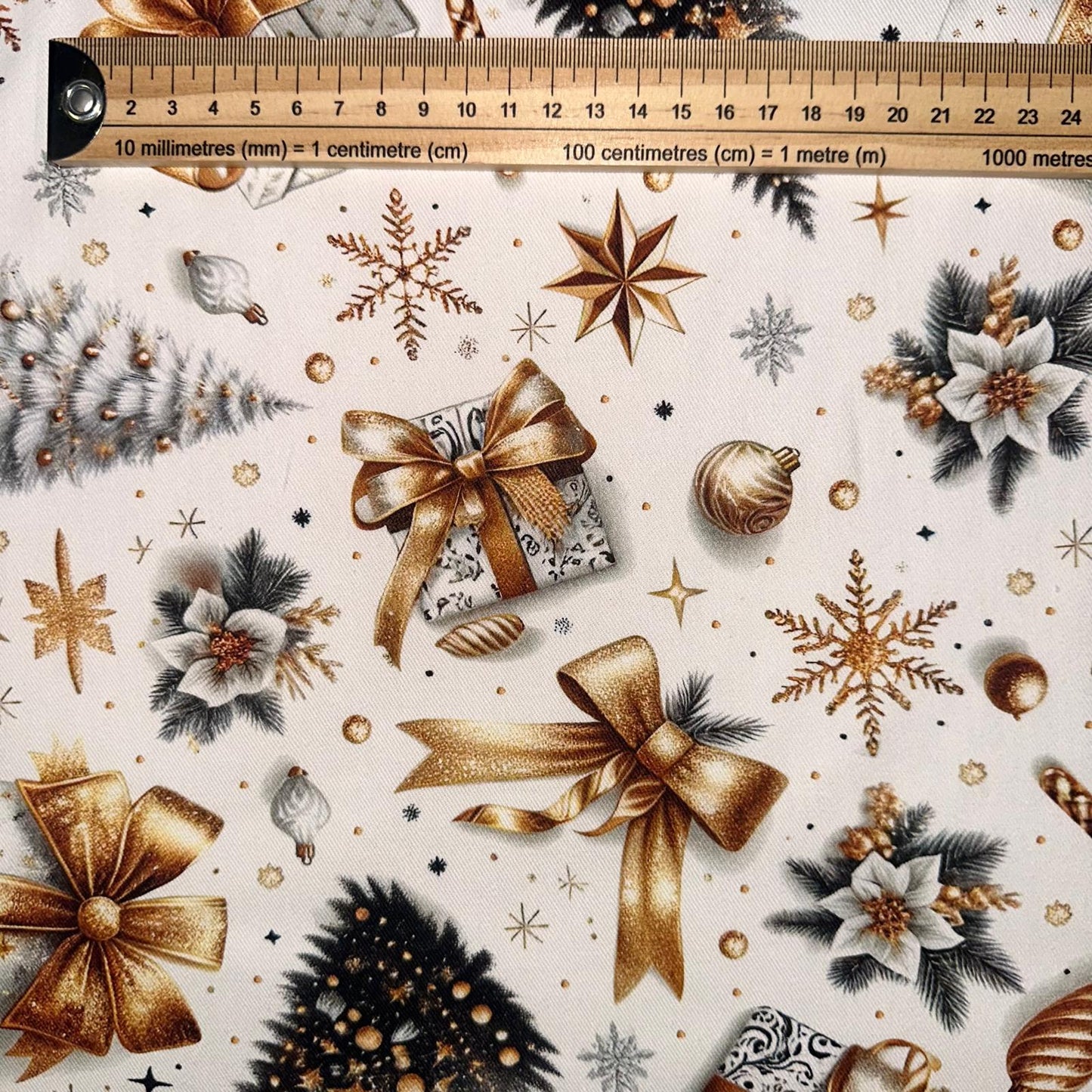 TOILE DECO IMPRIME Décors Noel Doré