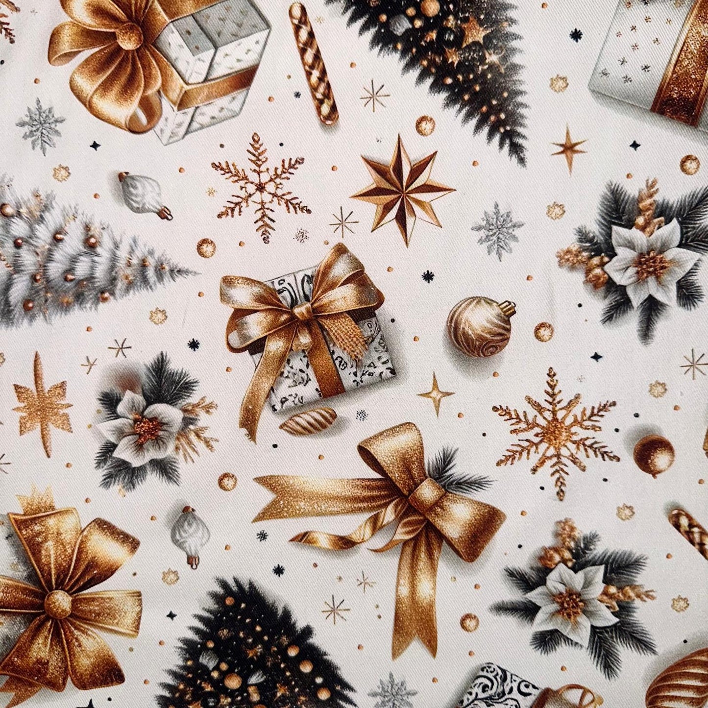 TOILE DECO IMPRIME Décors Noel Doré