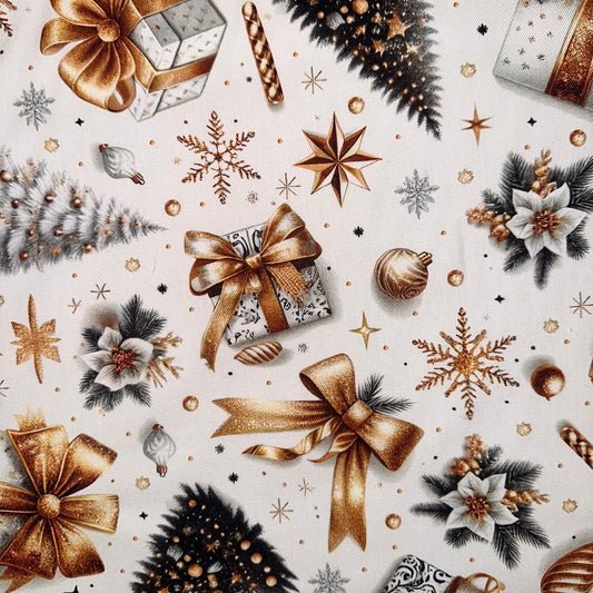 TOILE DECO IMPRIME Décors Noel Doré