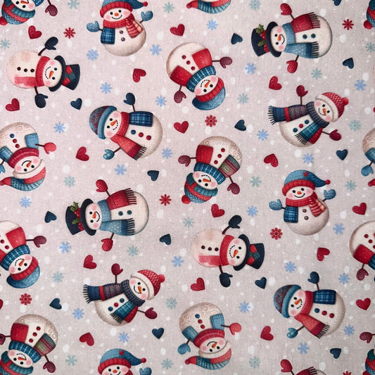 COTON IMPRIME Bonhomme de neige Noel