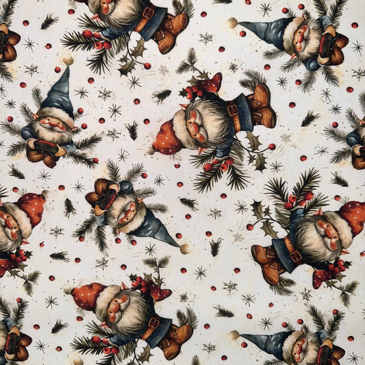 COTON IMPRIME Gnomes Noel