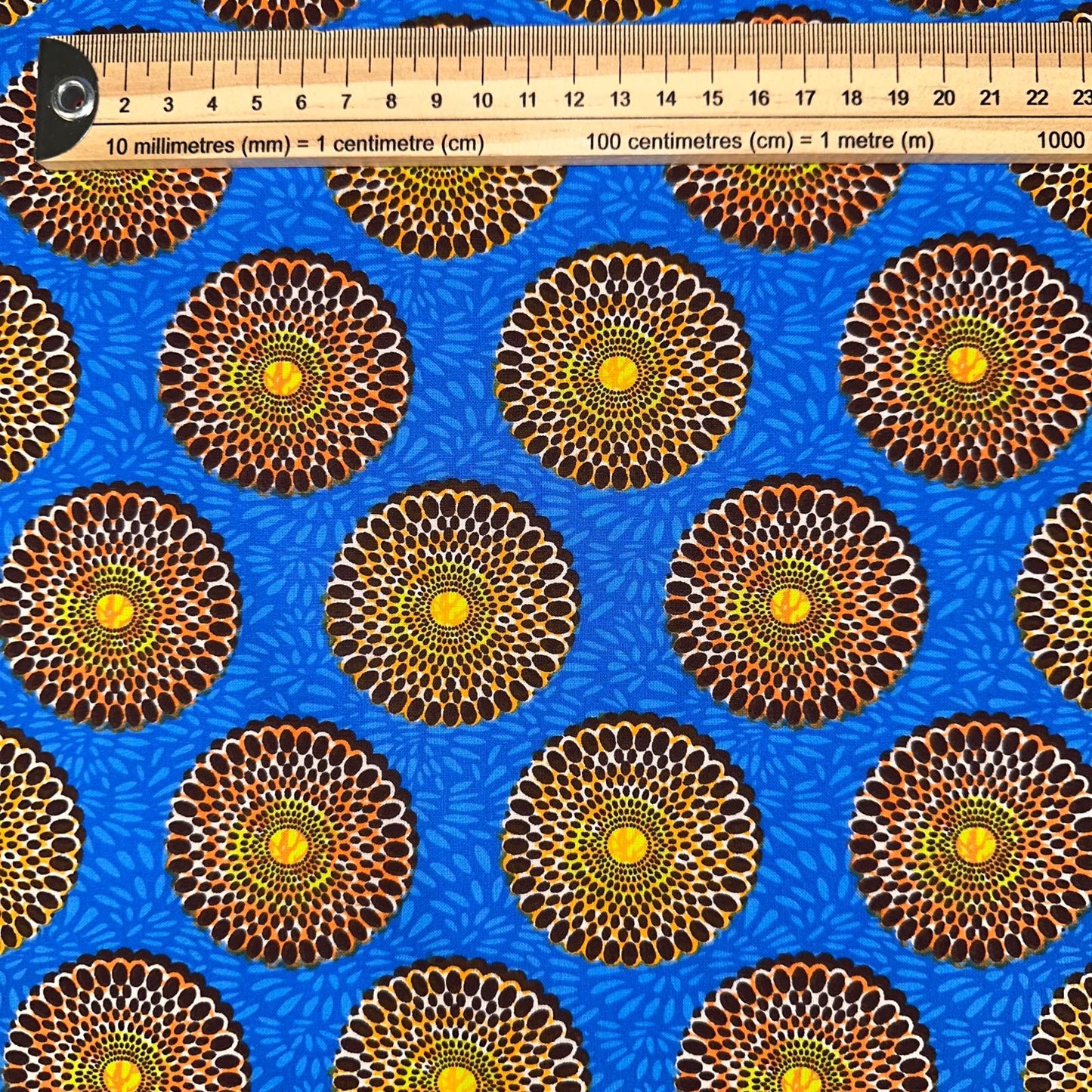 COTON IMPRIME Graphique effet WAX Bleu