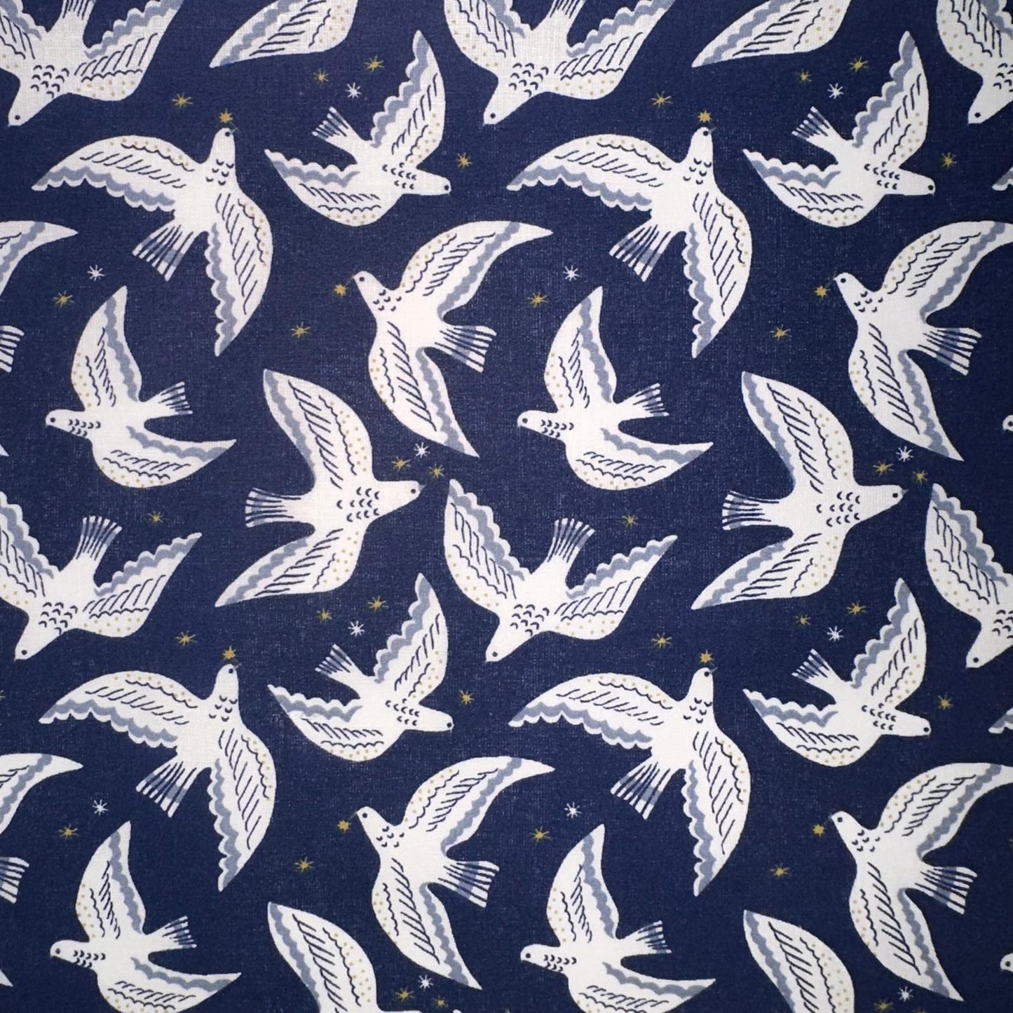 COTON IMPRIME Hirondelles fond Bleu