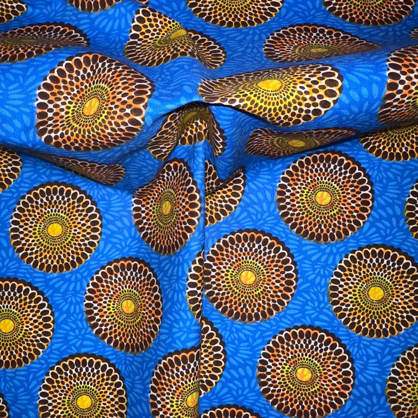 COTON IMPRIME Graphique effet WAX Bleu