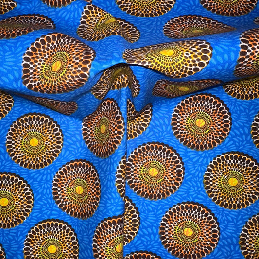 COTON IMPRIME Graphique effet WAX Bleu