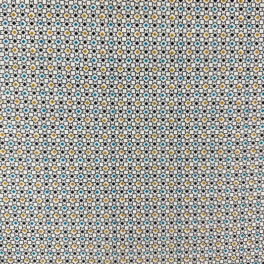 COTON IMPRIME Graphique  petits motifs Bleu