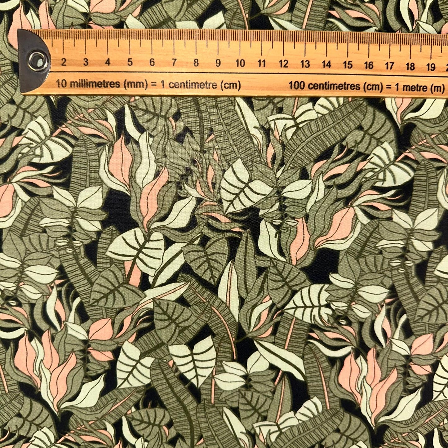 COTON IMPRIME Feuillage Kaki