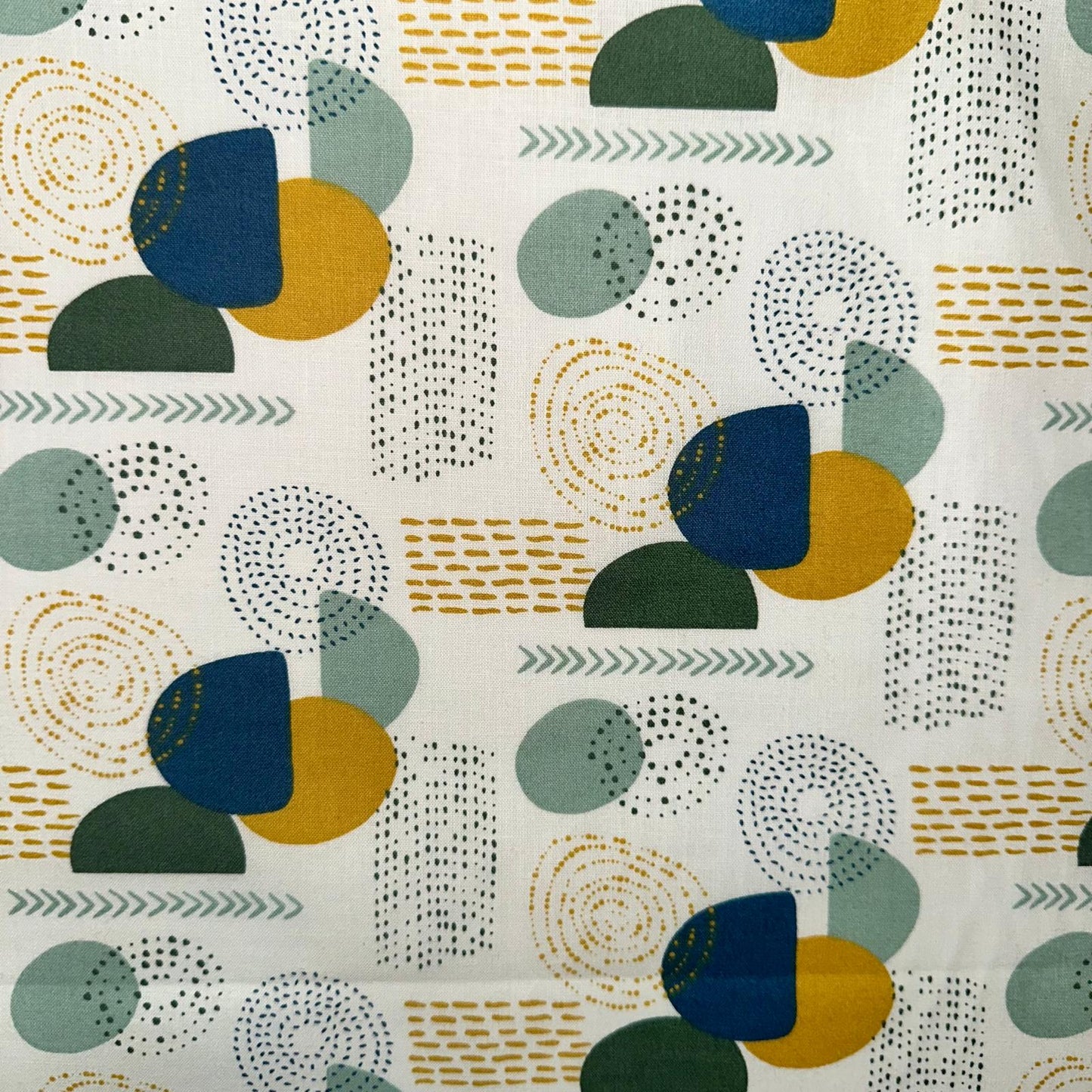 COTON IMPRIME Graphique grand motif Bleu Canard