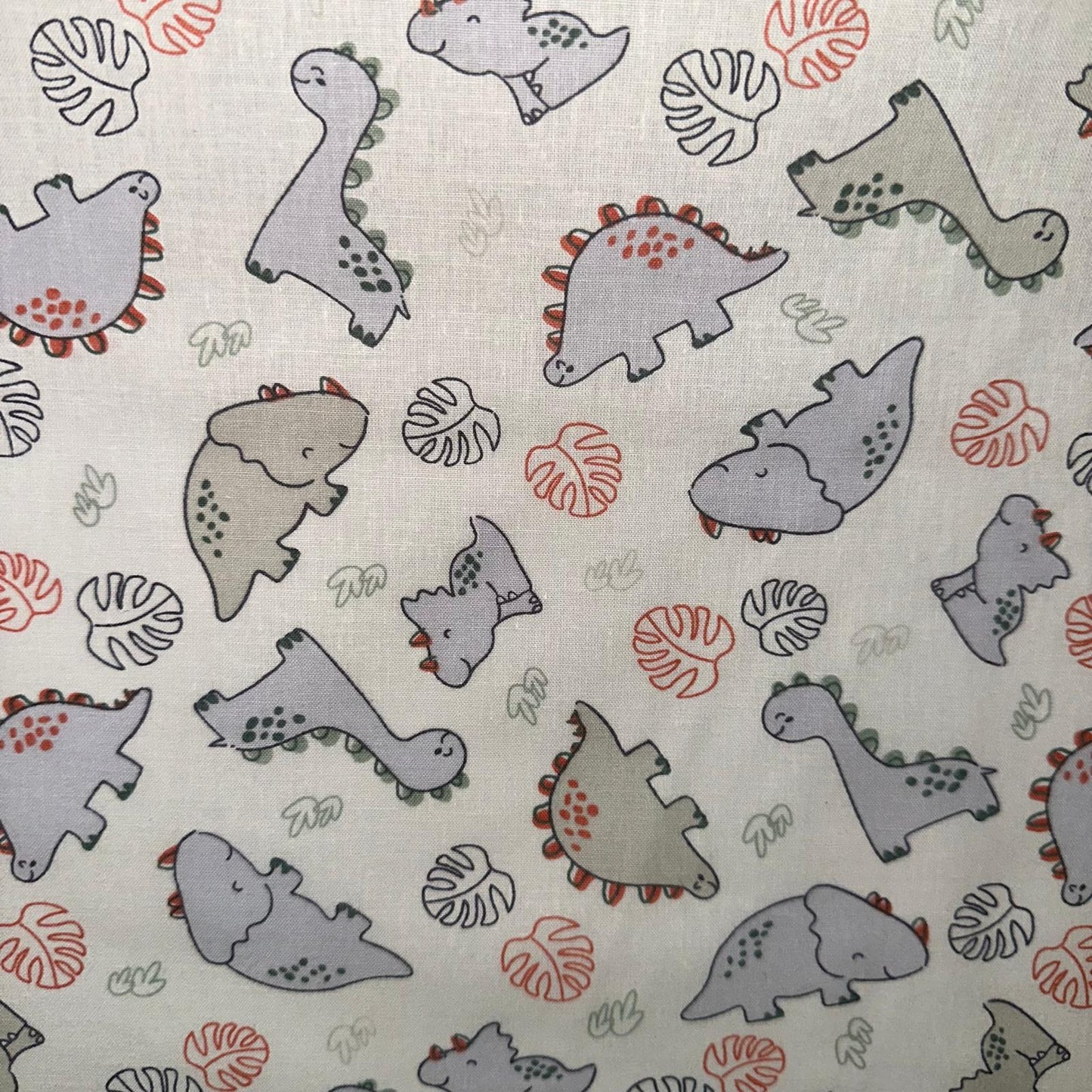 COTON IMPRIME Dinosaures Gris