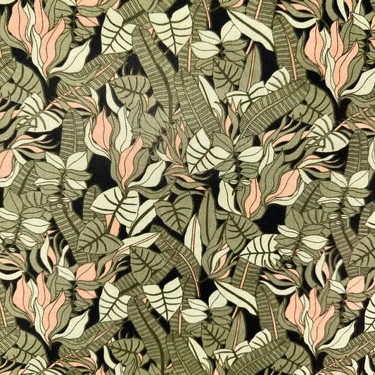 COTON IMPRIME Feuillage Kaki