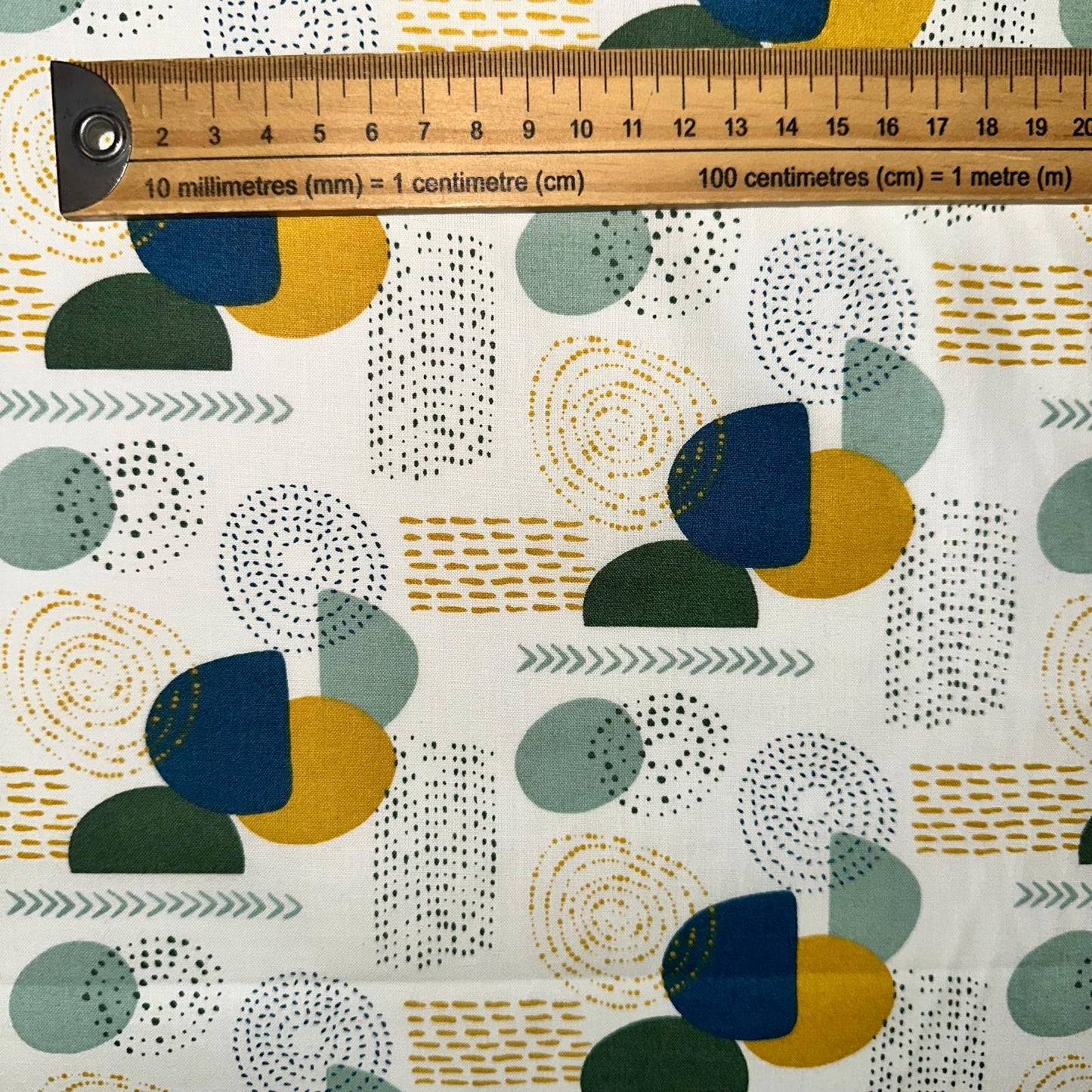 COTON IMPRIME Graphique grand motif Bleu Canard