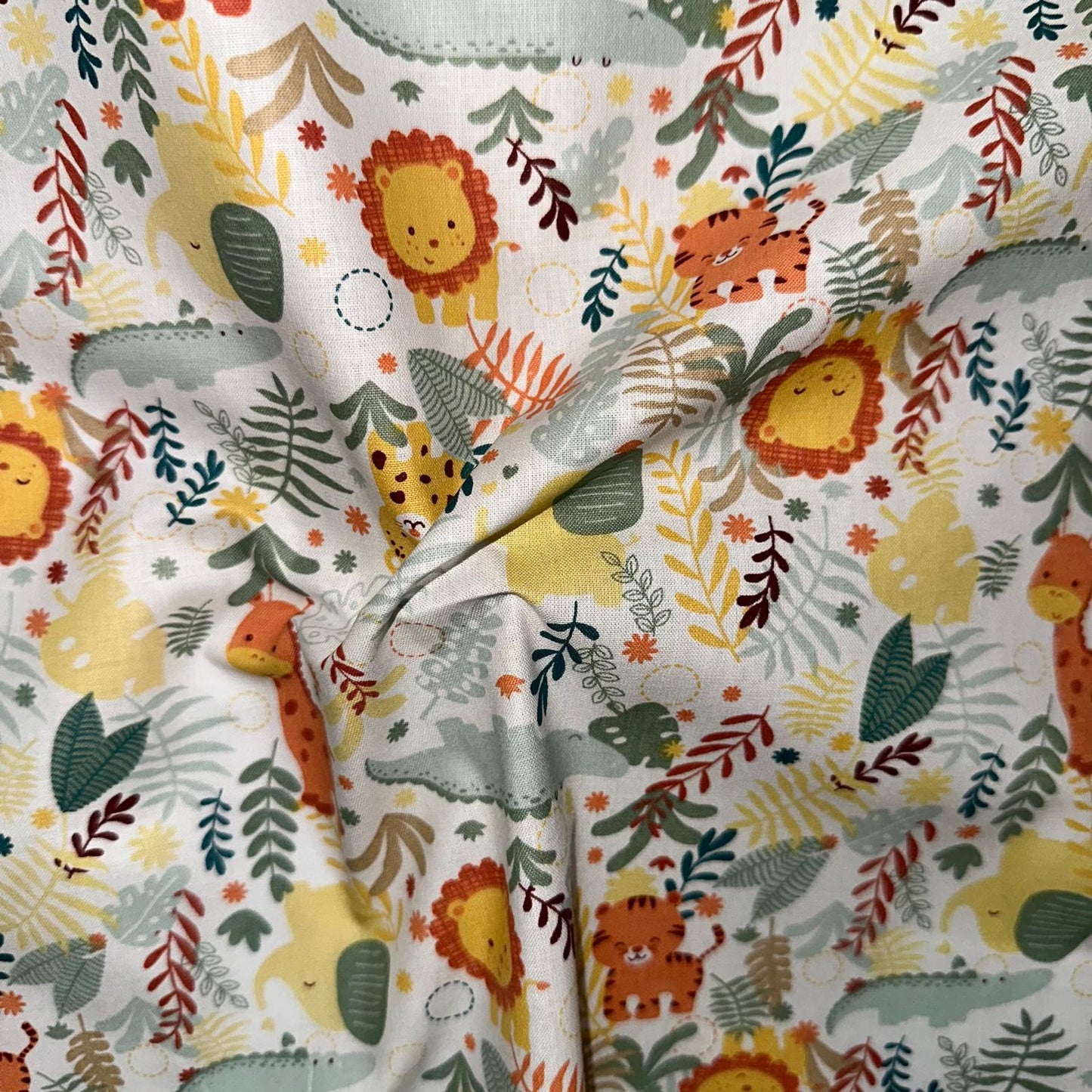 COTON IMPRIME Animaux de la jungle