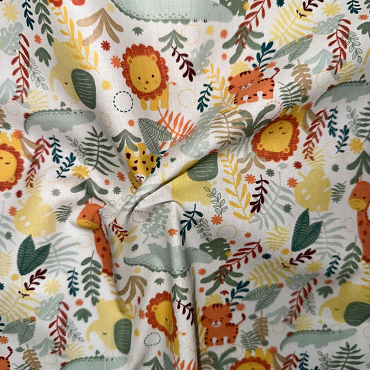 COTON IMPRIME Animaux de la jungle