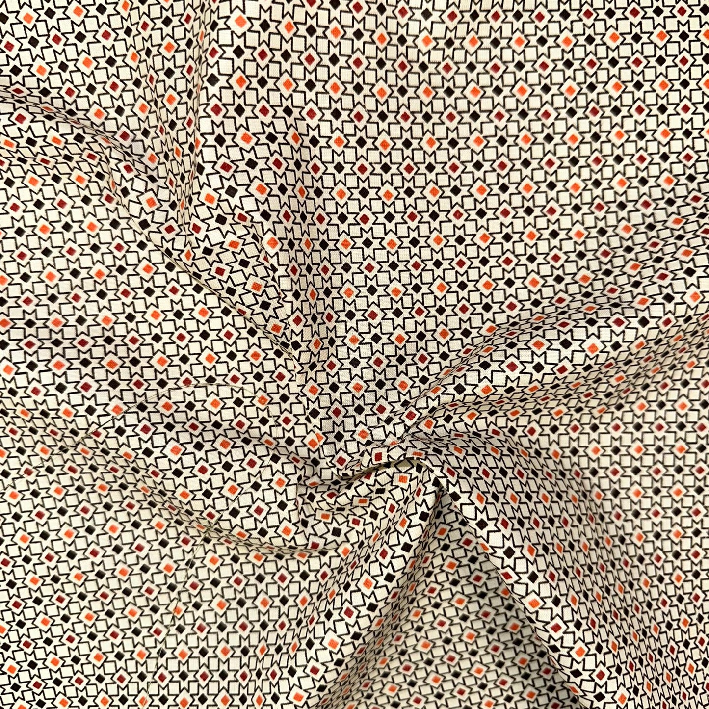 COTON IMPRIME Graphique  petits motifs Terracotta