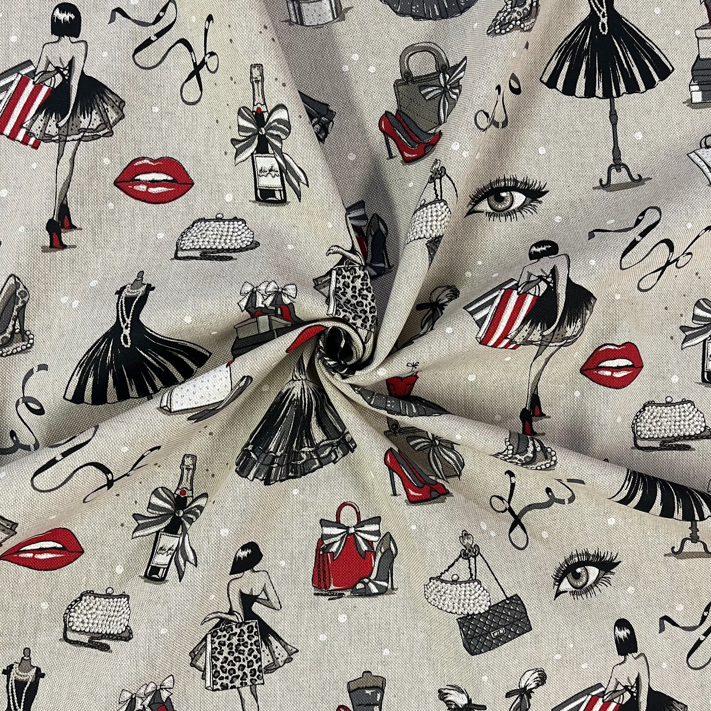 TOILE FOND LIN IMPRIME frou frou