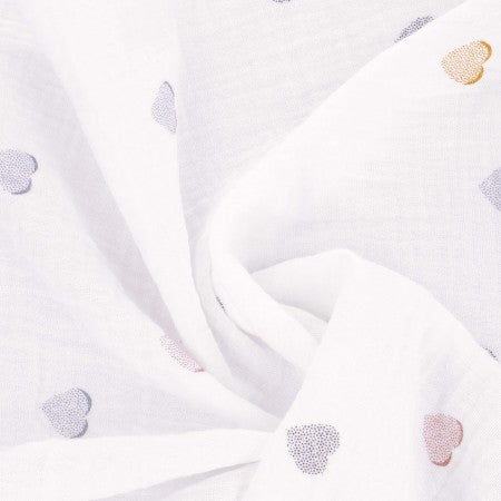 DOUBLE GAZE MOTIF Cœurs Pastel